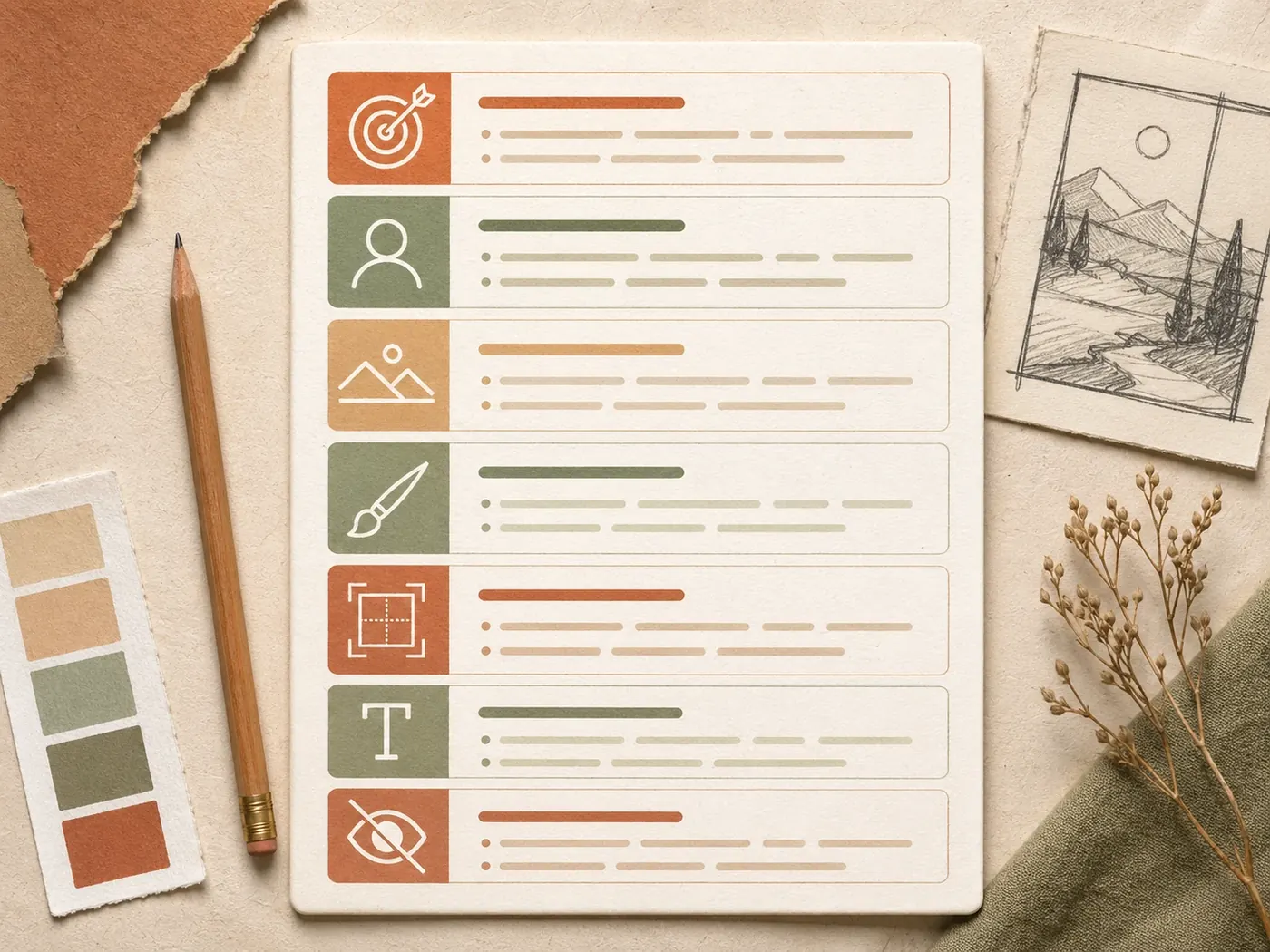 Prompt formula card showing use case, subject, scene, style, composition, text, and avoid fields.