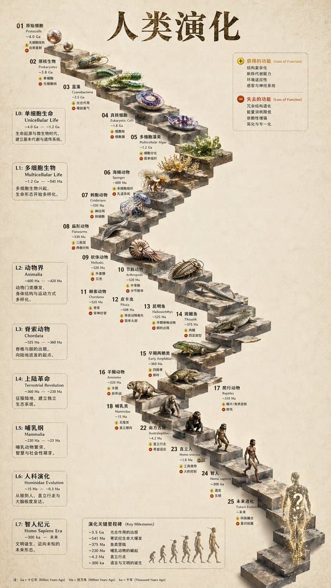 3D Stone Staircase Evolution Infographic generated image example